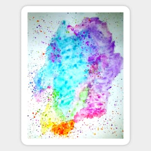 Kaleidoscopic Dream - Abstract Watercolor painting in free style blue, purple, pink, green, yellow, and orange Sticker